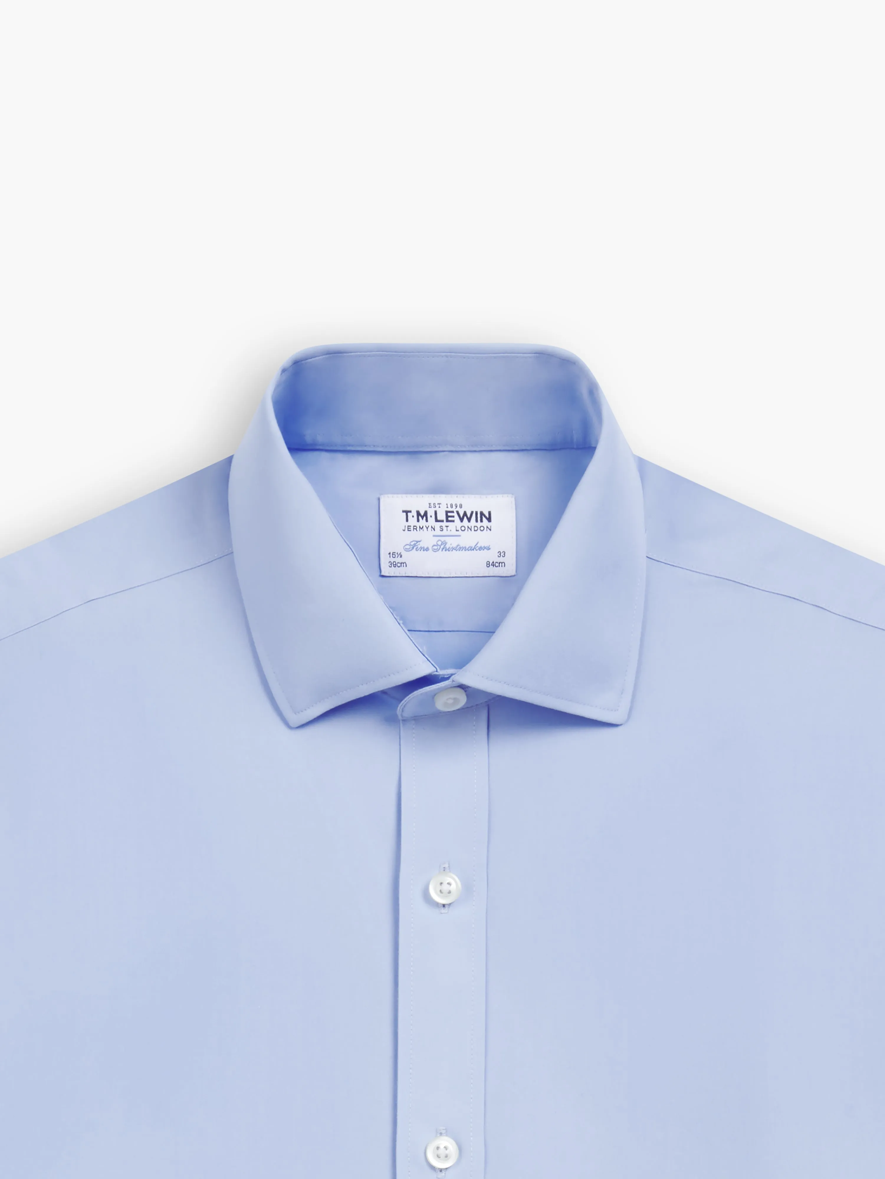 Non-Iron Light Blue Poplin Slim Fit Dual Cuff Classic Collar Shirt