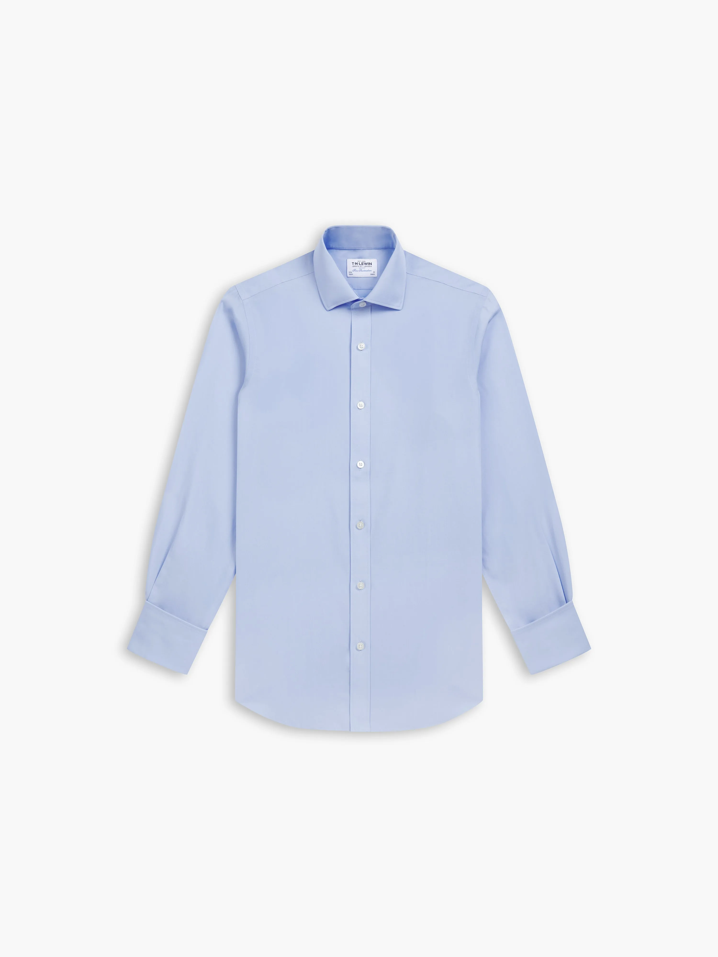 Non-Iron Light Blue Poplin Slim Fit Dual Cuff Classic Collar Shirt