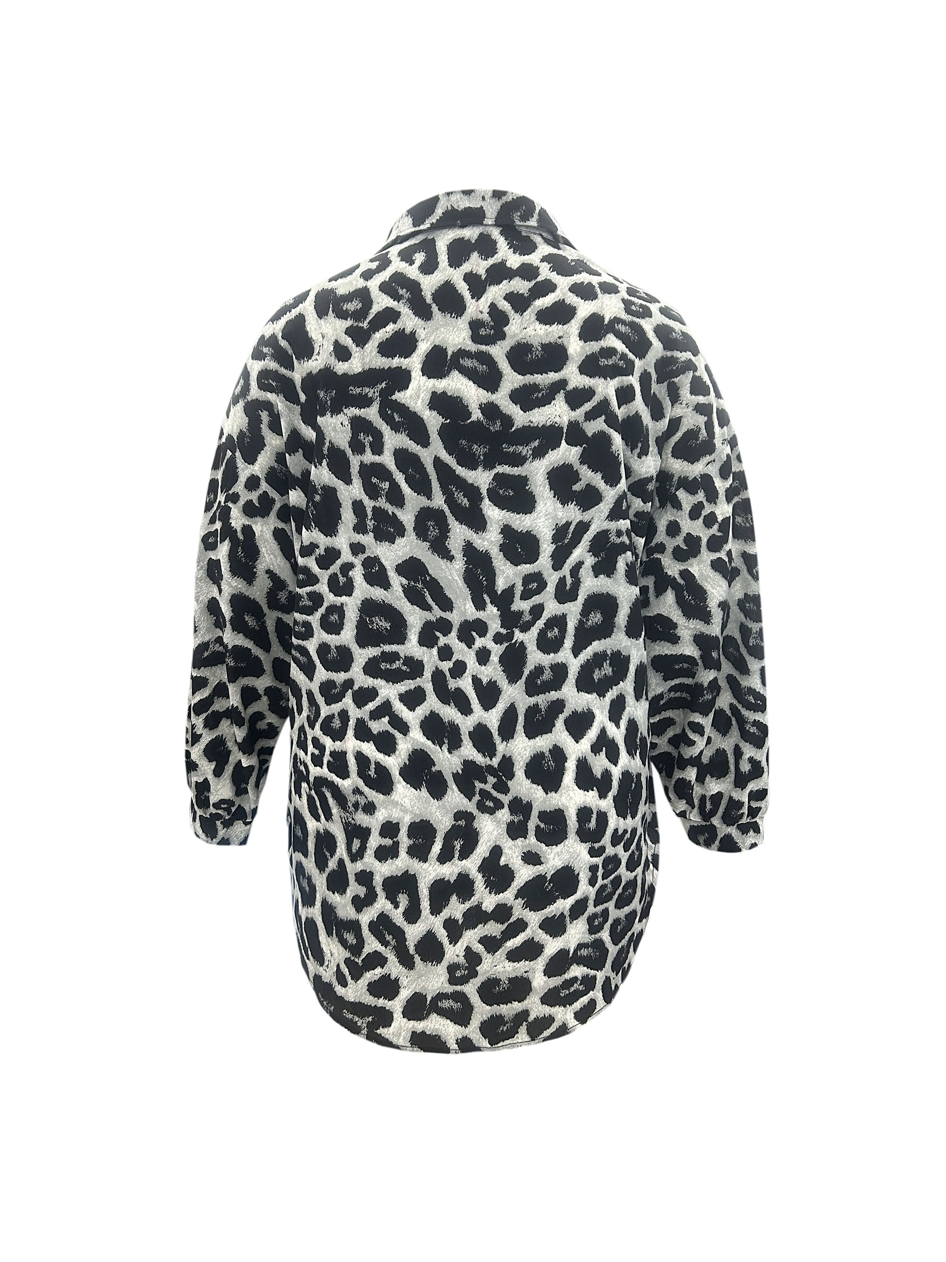 Oversized Leopard Print Casual Blouse for Plus Size Women