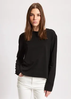 PIMA COTTON CREW NECK BOYFRIEND LONG SLEEVE (BLACK) - PATRICK ASSARAF