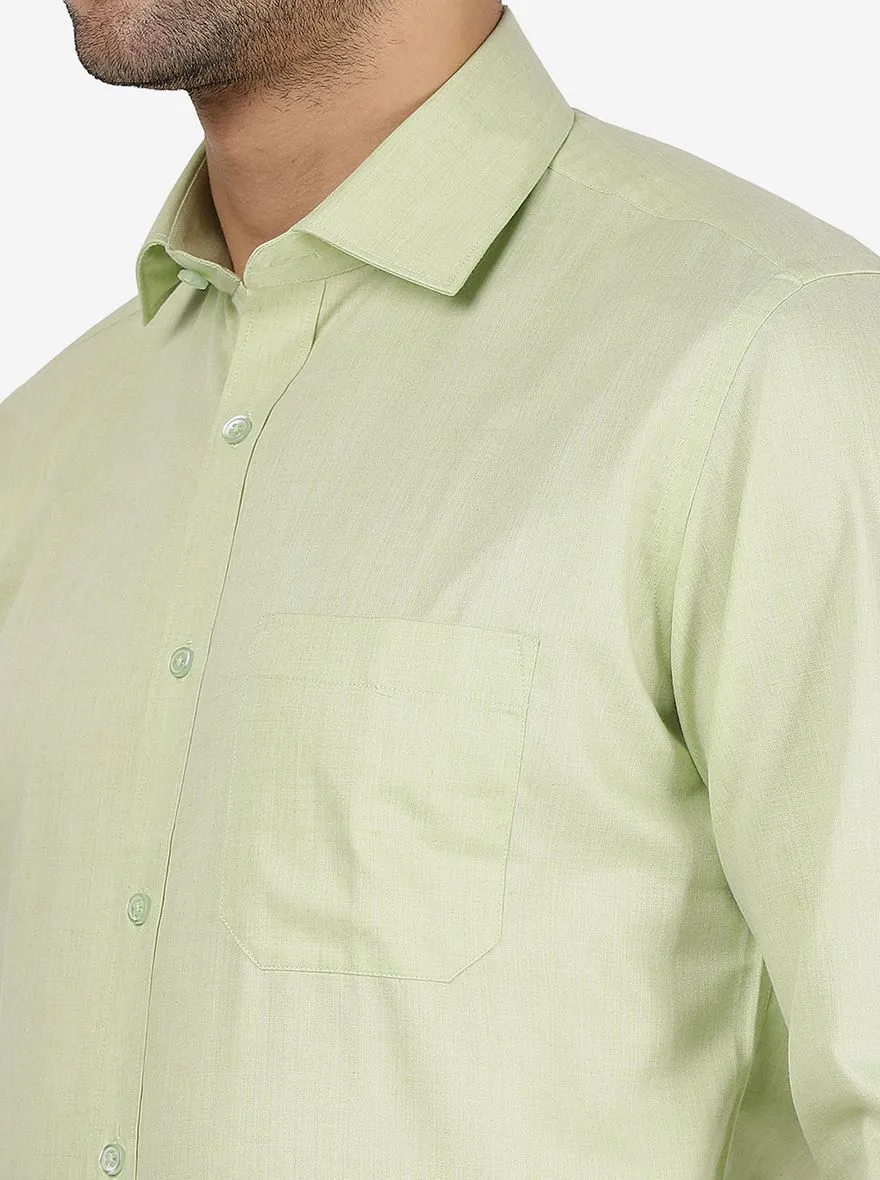 Pista Green Solid Slim Fit Formal Shirt | Greenfibre