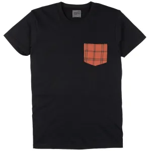 Pocket Tee - Black - Big Slub Vintage Flannel - Red