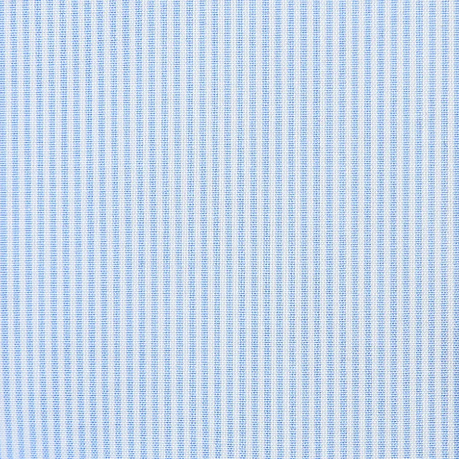 Poplin Semi Spread Shirt - White / Blue - Hairline Stripe