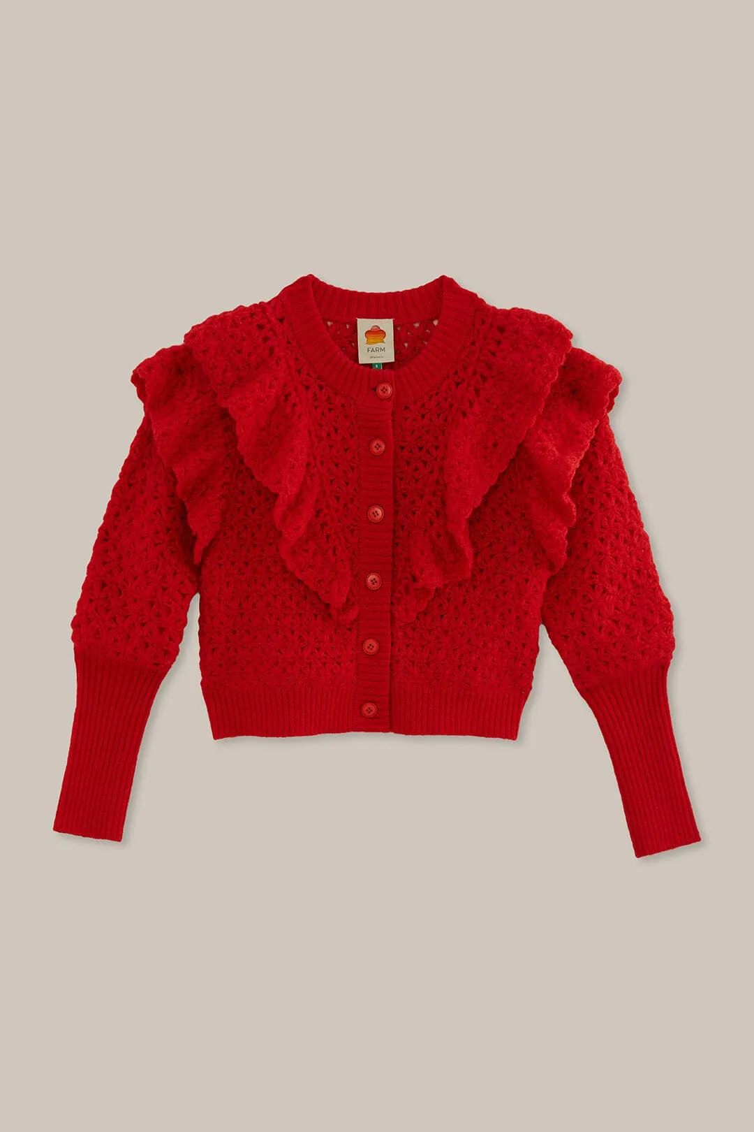 Red Flower Texture Knit Cardigan