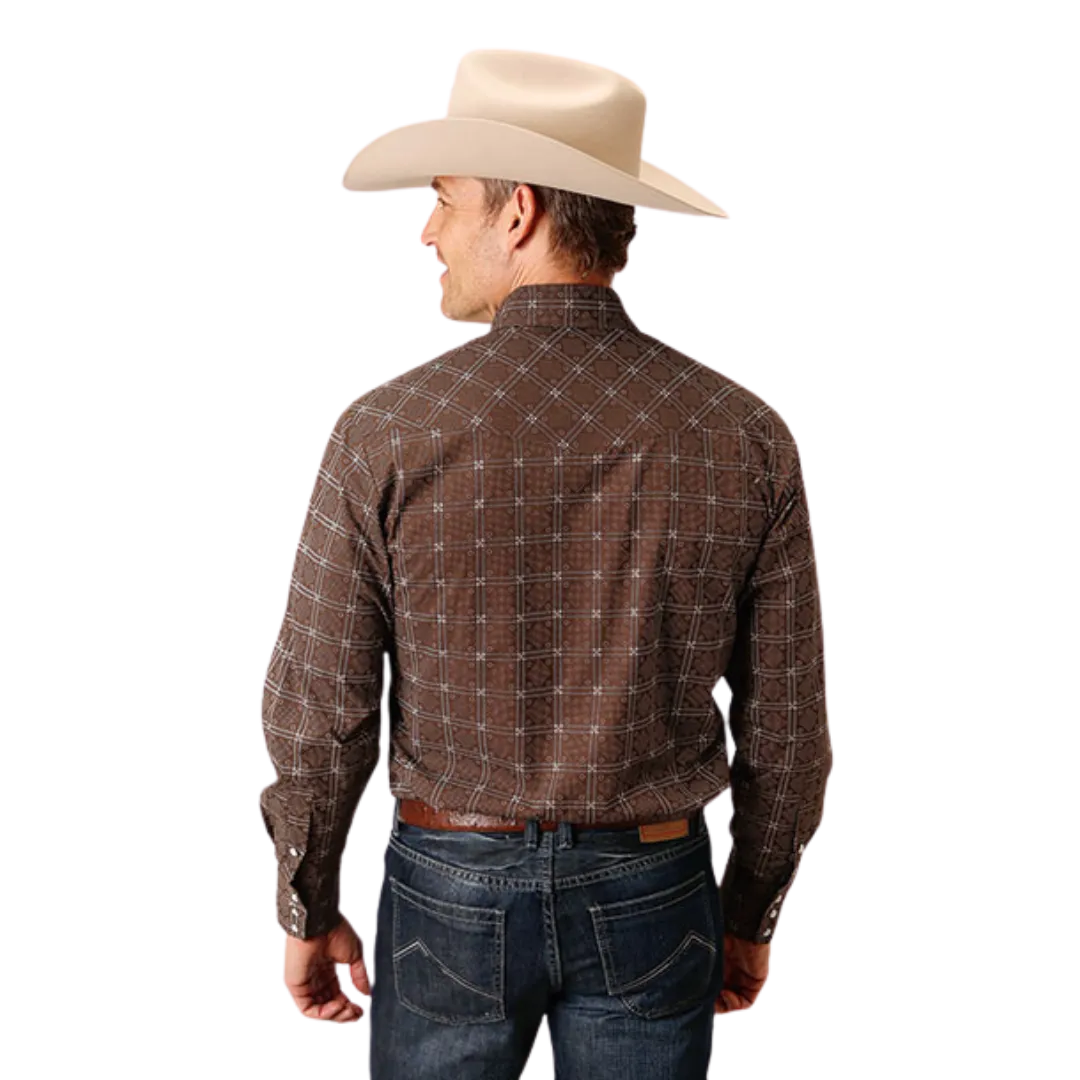 Roper Men's Brown Retro Print Shirt