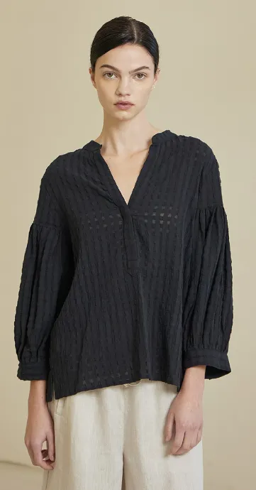 Rue Gingham Blouse in Black