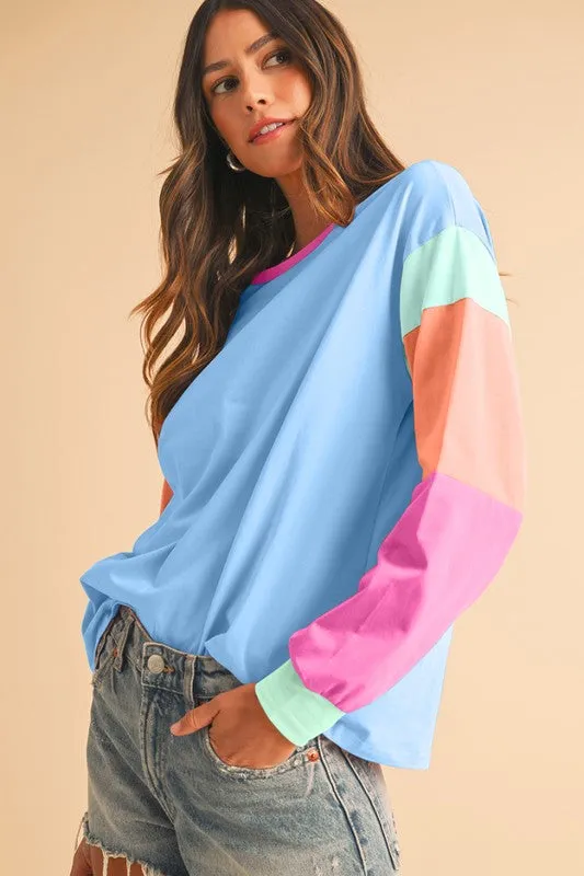 Sammy Color Block Sleeve Loose Fit Top