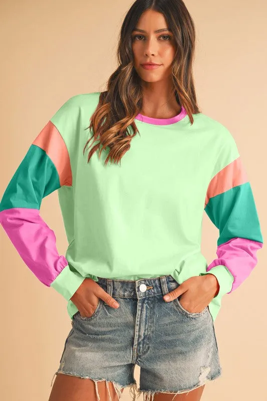 Sammy Color Block Sleeve Loose Fit Top