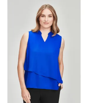 Seville Womens Sleeveless Layered Blouse