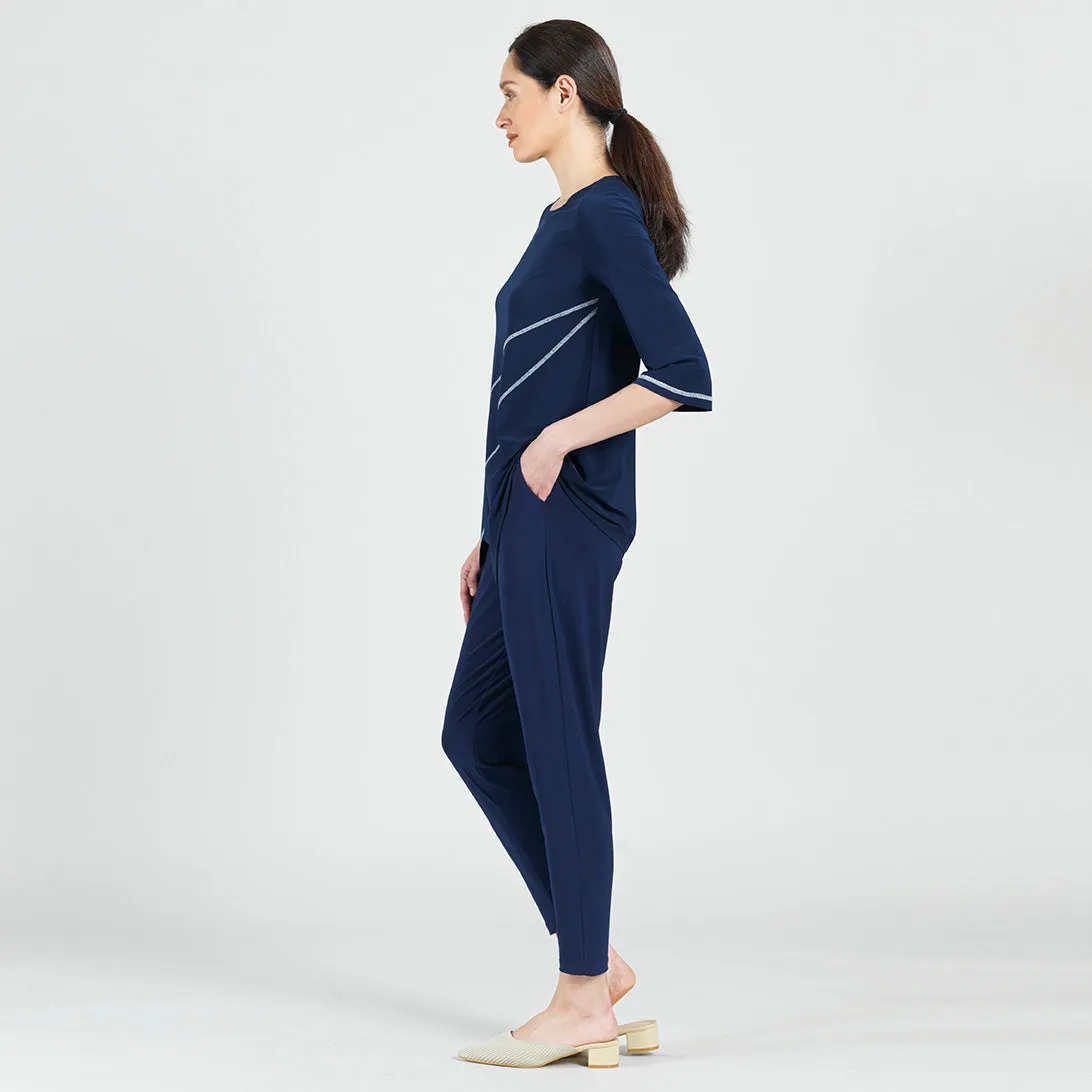 Stitch Line Angle Vent Tunic - Navy/White - Final Sale!