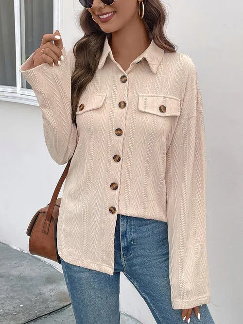 Texture Button Up Long Sleeve Shirt