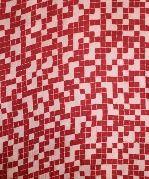 TGL-Red lines tetris block printed modal fabric