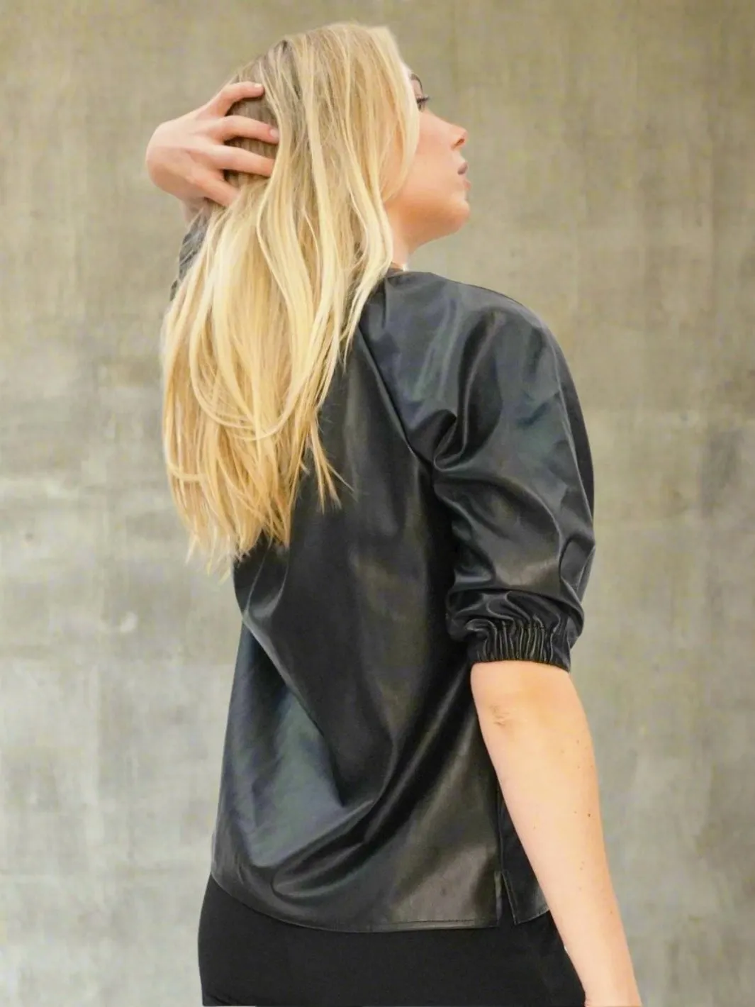 Vegan Leather Puff Sleeve Top - The Elizabeth