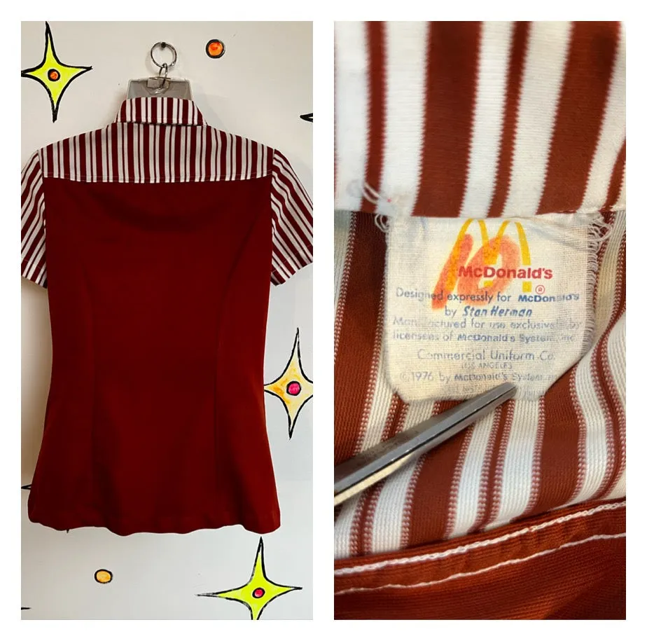 Vintage 70s 1976 | McDonalds Rare Uniform Novelty Collar Disco Shirt Top | M