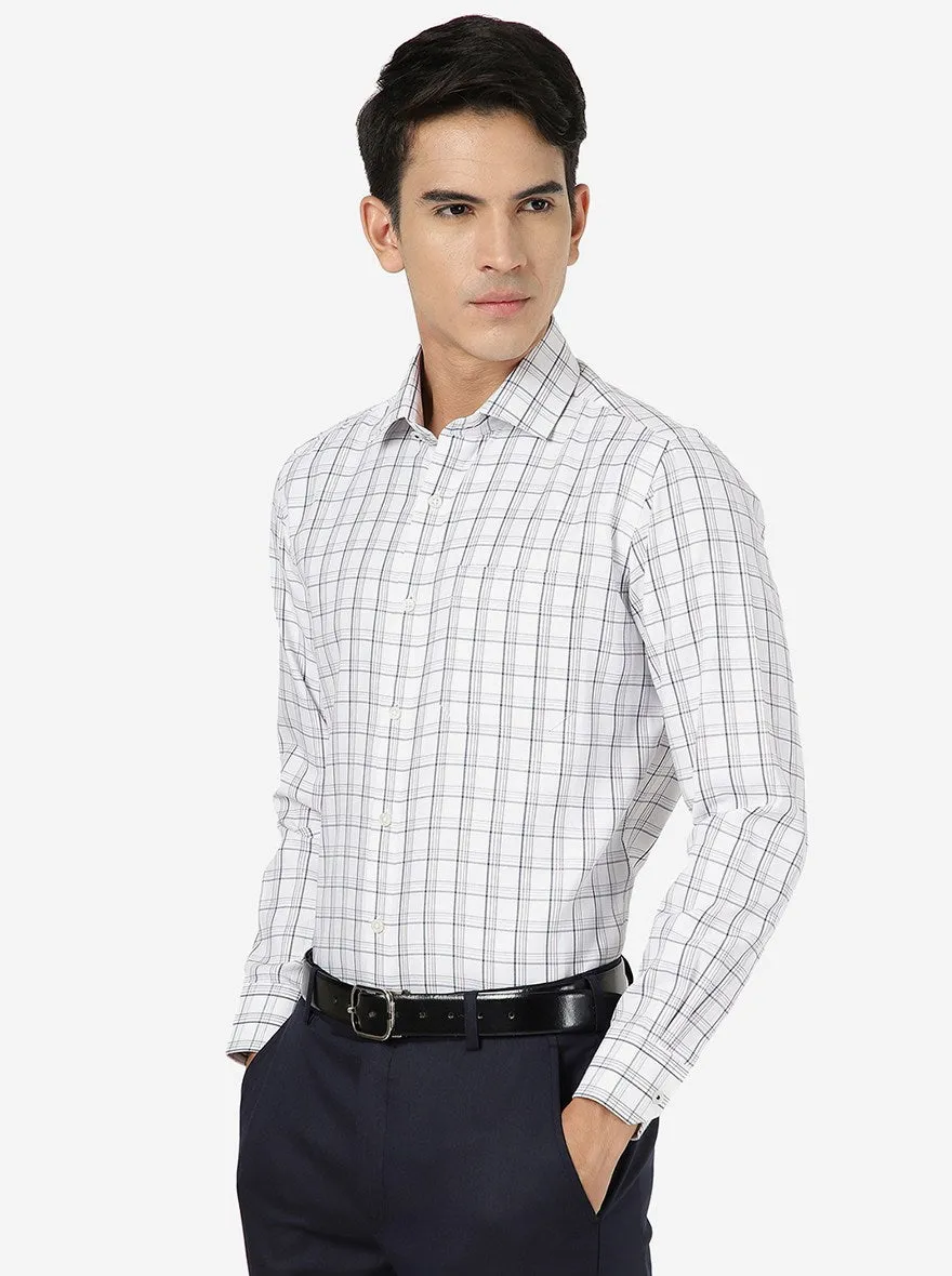 White & Blue Checked Slim fit Formal Shirt | Greenfibre