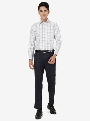 White & Blue Checked Slim fit Formal Shirt | Greenfibre