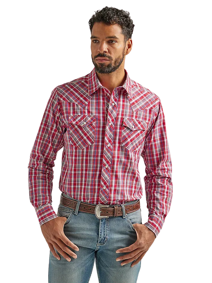 Wrangler Men's Wrinkle Resist Long Sleeve Western Snap Shirt