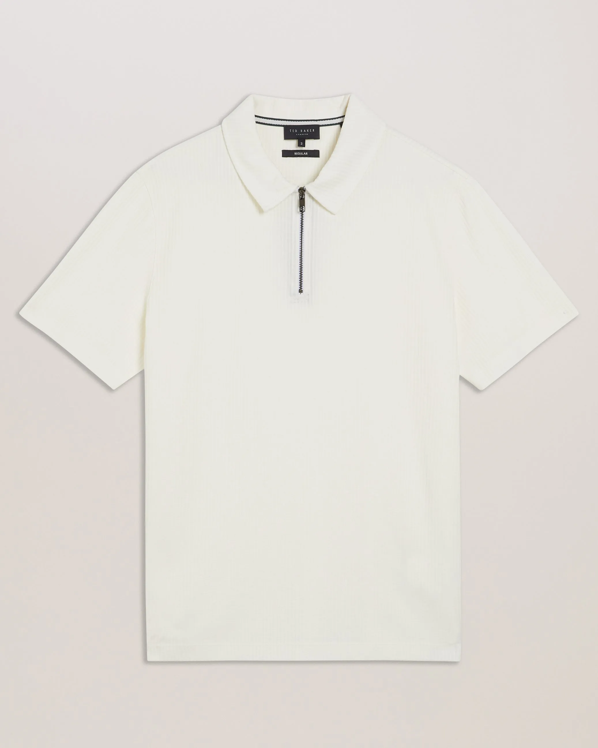 Zarkes Short Sleeve Ribbed Zip Polo Shirt White